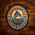 Dufourspitze retro woven patch – highest peak on Monte Rosa massif, Alps, iron-on backing