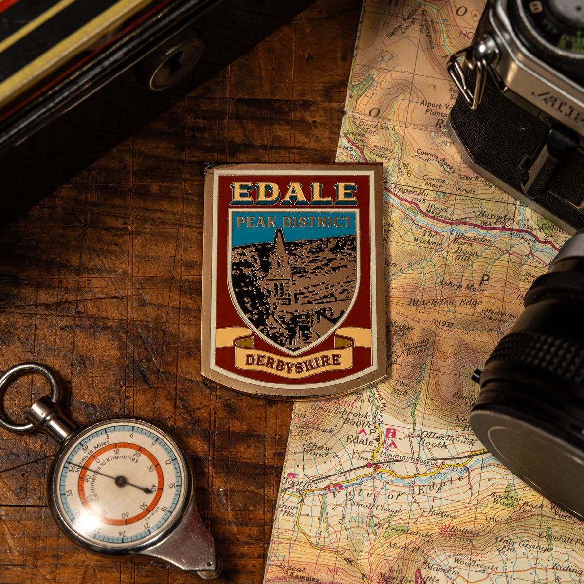 Edale hard enamel fridge magnet - Peak District village and start of Pennine Way, pub sign design