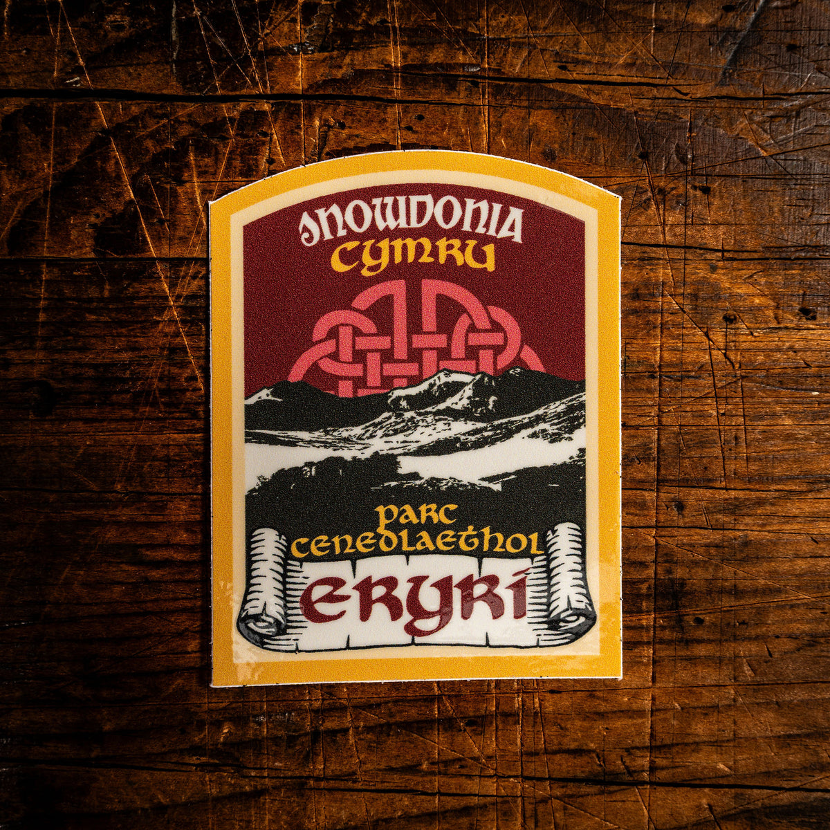 Eryri (Snowdonia) waterproof vinyl sticker – 62mm x 62mm, UV resistant, dishwasher safe Welsh sticker