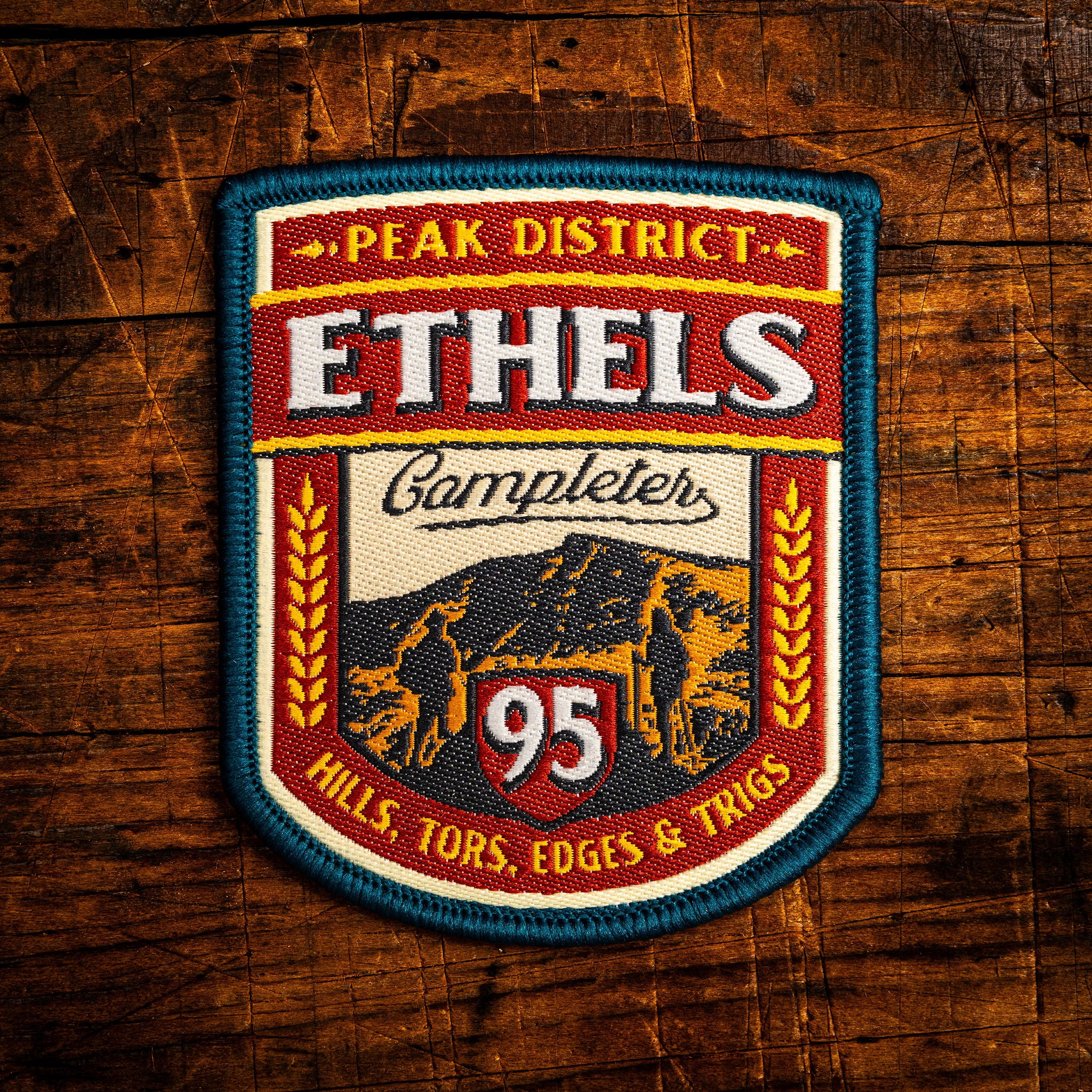 Ethels completer retro woven patch – celebrating climbing all 95 Ethels in the Peak District, iron-on