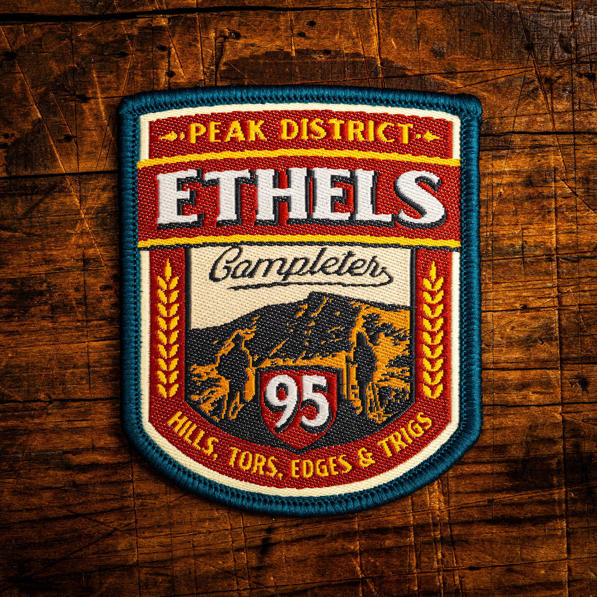 Ethels completer retro woven patch – celebrating climbing all 95 Ethels in the Peak District, iron-on