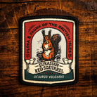 Eurasian Red Squirrel retro woven patch - protected British mammal, wildlife patch, iron-on backing