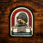 European Hedgehog retro woven patch - beloved British garden mammal, wildlife patch, iron-on backing