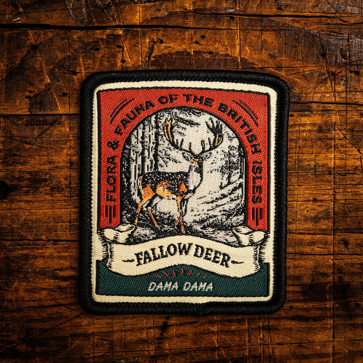 Fallow Deer retro woven patch - iconic British deer species, wildlife patch, iron-on backing