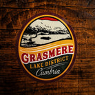 Grasmere waterproof vinyl sticker - famous Lake District village and lake, UV resistant, dishwasher safe