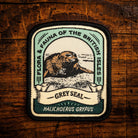 Grey Seal retro woven patch - most common UK seal species, wildlife patch, iron-on backing