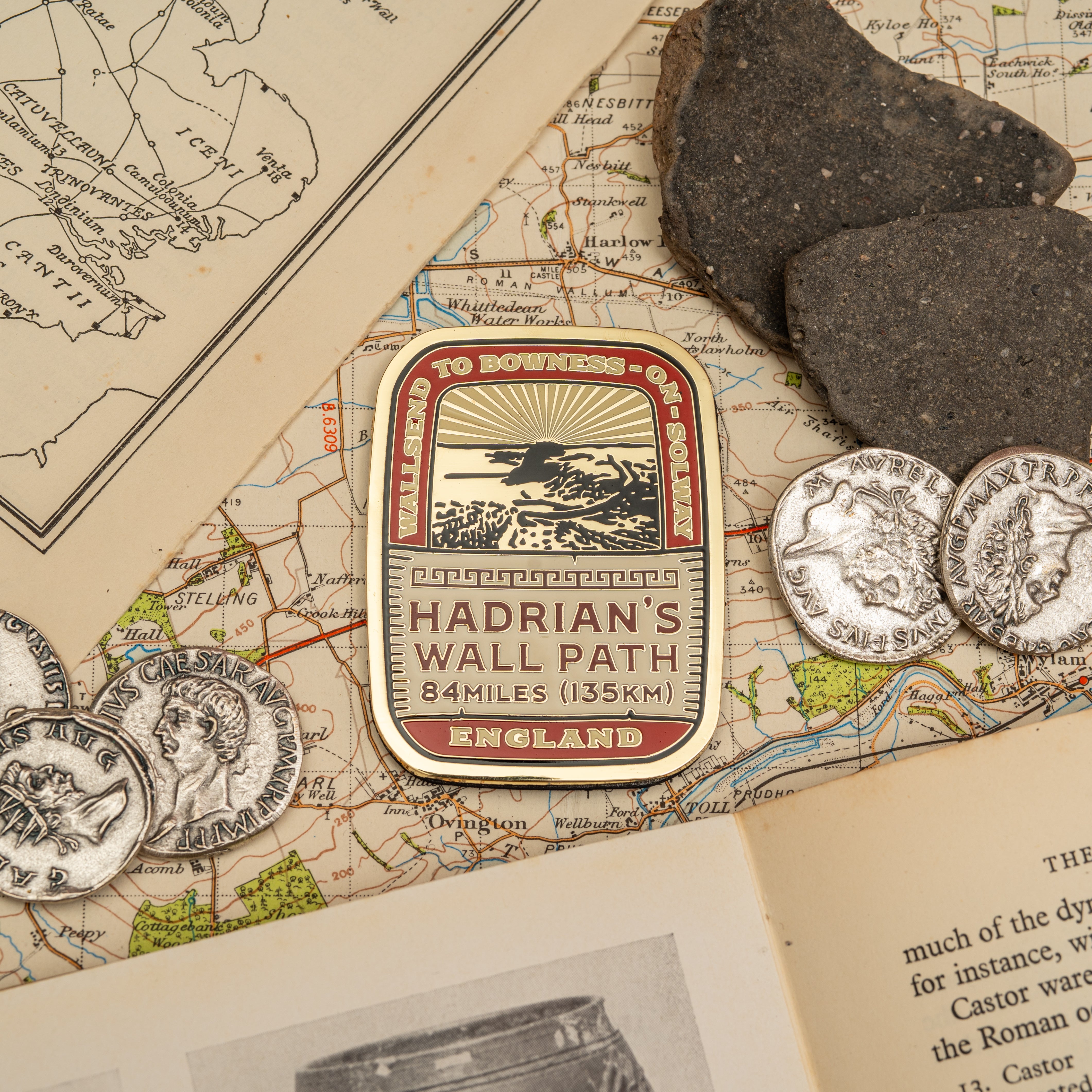 Hadrian's Wall Path hard enamel fridge magnet - national trail from Wallsend to Bowness-on-Solway