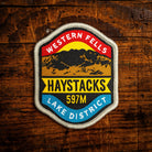Haystacks retro woven patch – Western Fells Wainwright, Lake District, Wainwright's favourite fell, iron-on