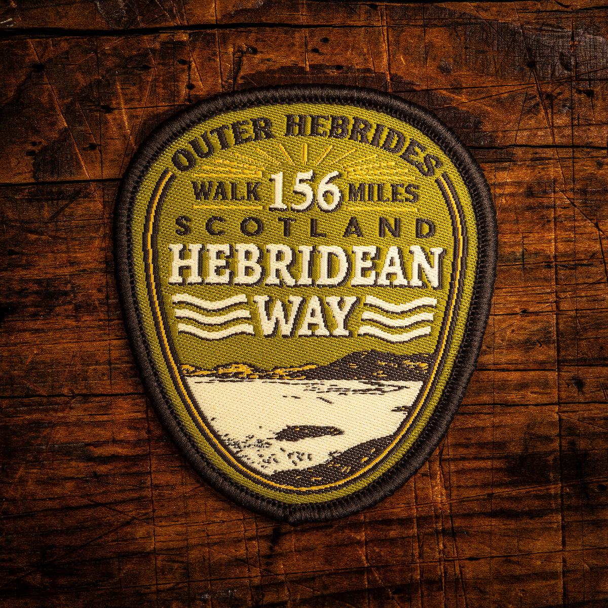 Hebridean Way (Walking Route) retro woven patch - iconic Scottish walking route through the Outer Hebrides, iron-on
