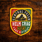 Helm Crag retro woven patch – Central Fells Wainwright, Lake District, iron-on backing, recycled yarn