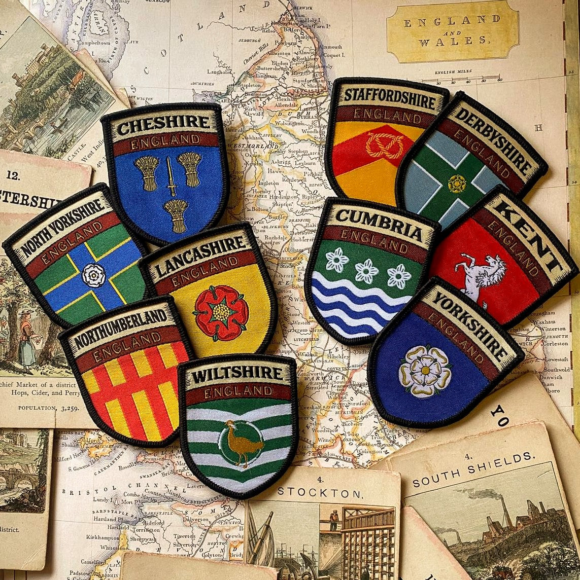 English county flag patches collection - retro woven county flag patches for England