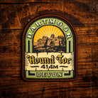 Hound Tor retro woven patch – popular Dartmoor tor, iron-on backing, recycled yarn