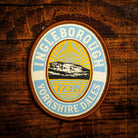 Ingleborough retro woven patch – iconic Yorkshire Dales peak, iron-on backing, recycled yarn