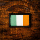 Ireland flag retro woven patch – velcro-backed Irish Tricolour patch, 4.5cm x 3cm, recycled yarn