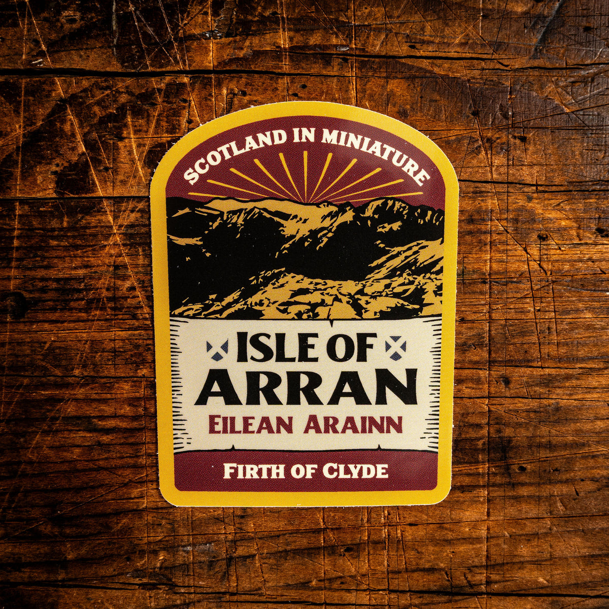 Isle of Arran waterproof vinyl sticker - Scotland in Miniature, UV resistant, dishwasher safe