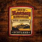 Isle of Raasay retro woven patch - small Scottish island off the coast of Skye, whisky label design, iron-on