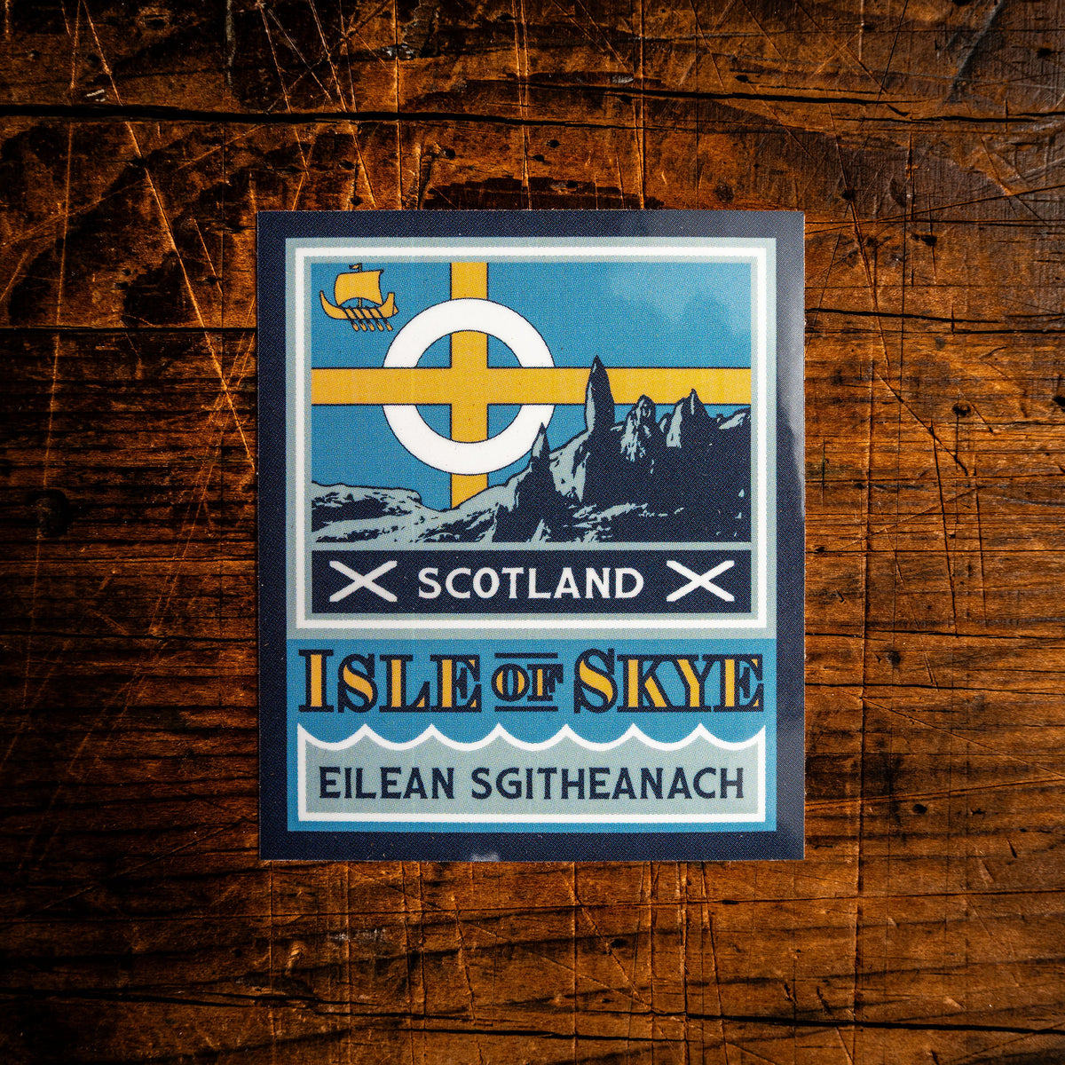 Isle of Skye waterproof vinyl sticker – 62mm x 62mm, UV resistant, dishwasher safe Scottish sticker