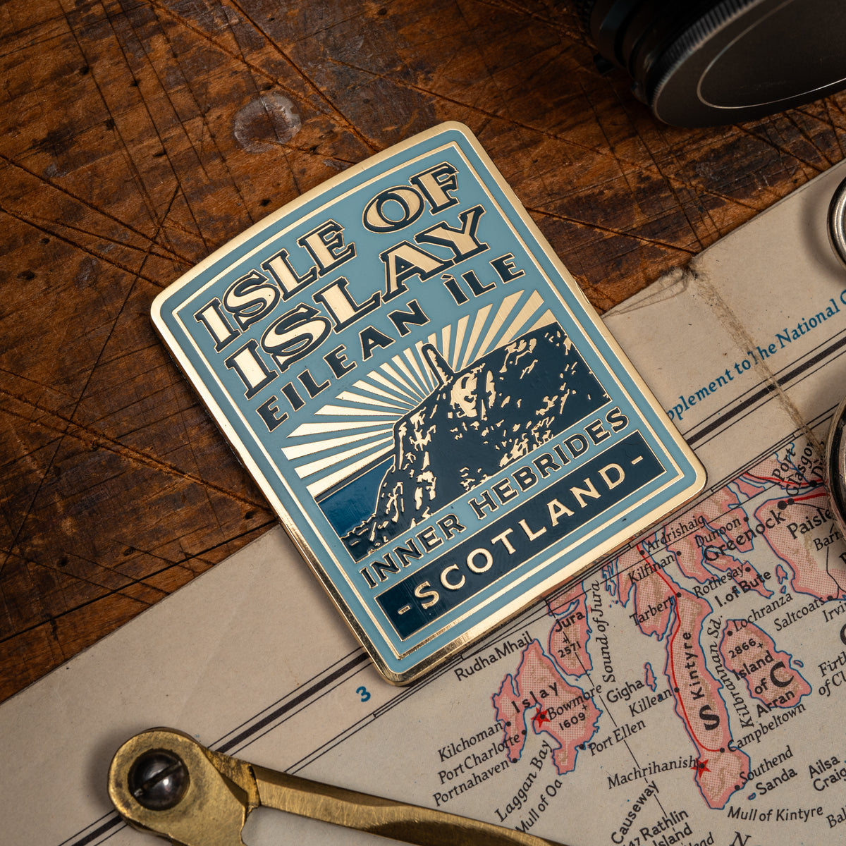 Isle of Islay fridge magnet close-up - hard enamel magnetic keepsake for island visitors