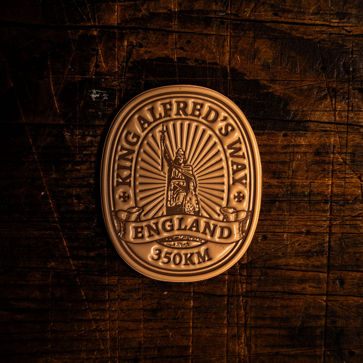 King Alfred's Way bikepacking retro woven patch - iconic English cycling route, velcro-backed patch