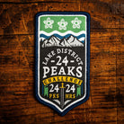 Lake District 24 Peaks Challenge retro woven patch – 24 fells in 24hrs, iron-on backing, recycled yarn
