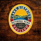 Lake District National Park retro woven patch – vintage beer pump clip design, iron-on, recycled yarn