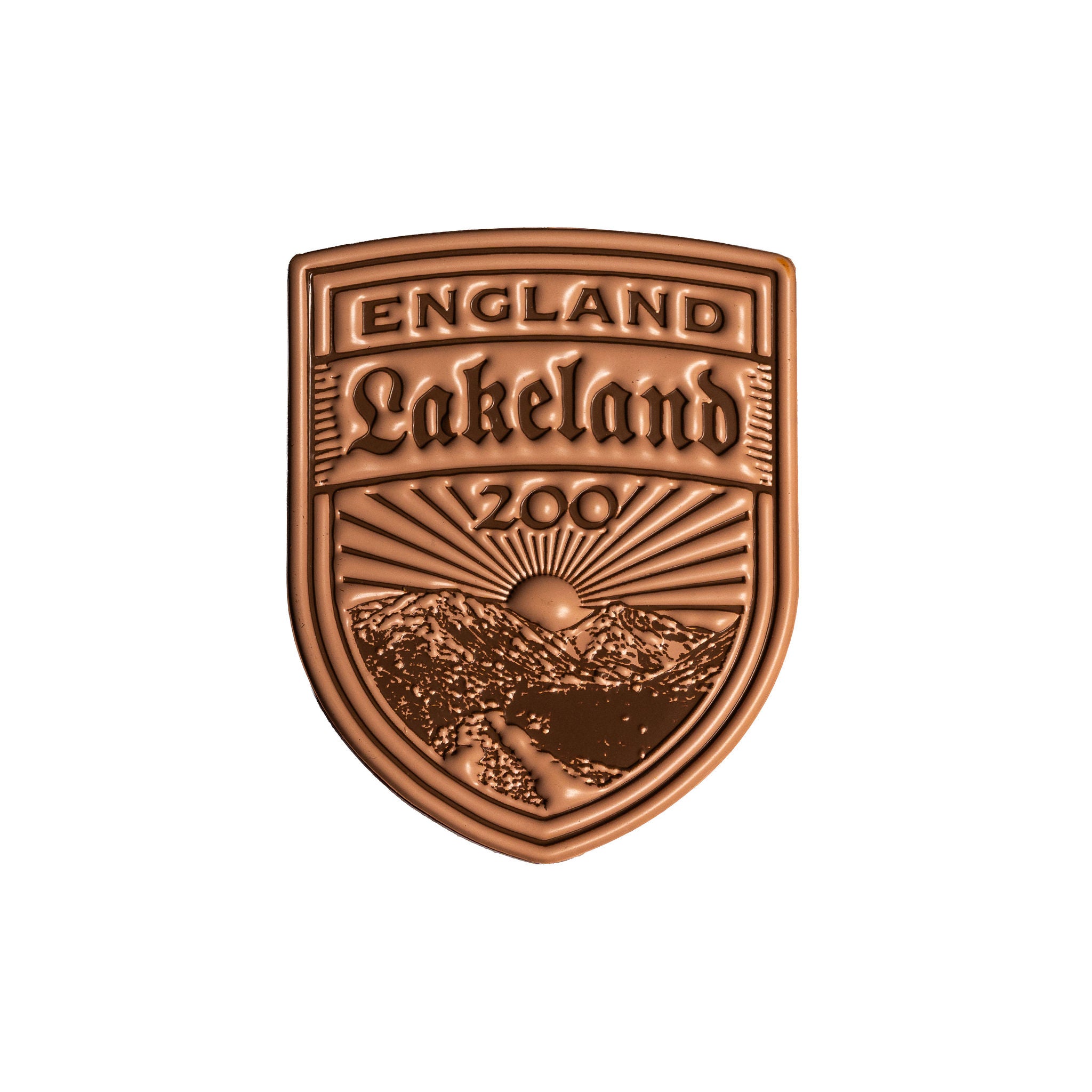 Lakeland 200 bikepacking patch close-up - retro woven cycling route patch product shot