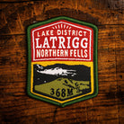 Latrigg retro woven patch – Northern Fells Wainwright, Lake District, iron-on backing, recycled yarn