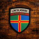 County of Lincolnshire retro woven patch - celebrating England's third largest county, iron-on backing