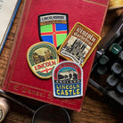 Lincolnshire patches display including County of Lincolnshire - retro woven outdoor patch collection