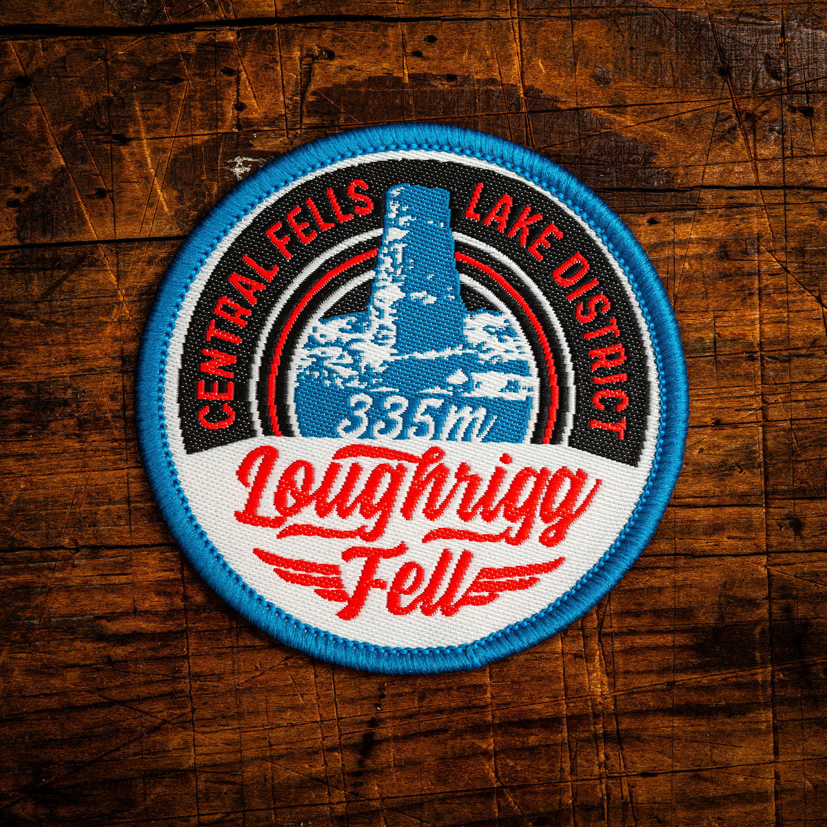 Loughrigg Fell retro woven patch – Central Fells Wainwright near Ambleside, Lake District, iron-on