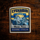 Lyskamm retro woven patch - classic 4000m Alps peak on Monte Rosa massif, iron-on backing