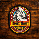 Matterhorn retro woven patch – iconic Alps mountain, Switzerland, iron-on backing, recycled yarn