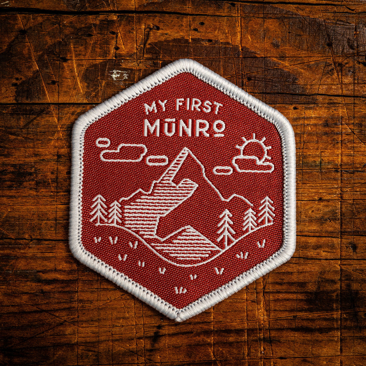My First Munro retro woven patch – commemorative patch for climbing a first Scottish Munro, iron-on