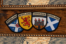 Load image into Gallery viewer, City of Stirling flag patch close-up - retro woven Scottish city flag patch