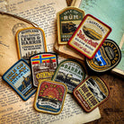 Scottish island patches collection including Isle of Jura - retro whisky label woven patches