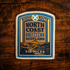 North Coast 500 retro woven patch - iconic Scottish scenic route, includes distance in miles, iron-on backing