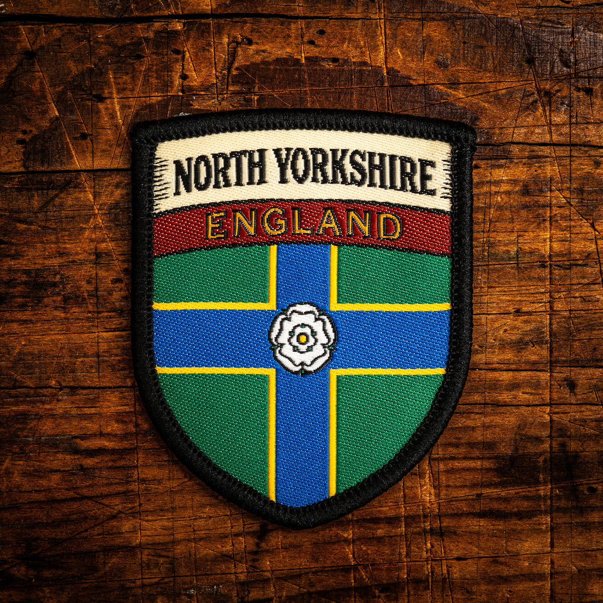 North Yorkshire county flag retro woven patch - county flag of North Yorkshire, England, iron-on