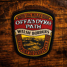 Offa's Dyke Path retro woven patch – historic national trail following 8th century earth dyke, iron-on
