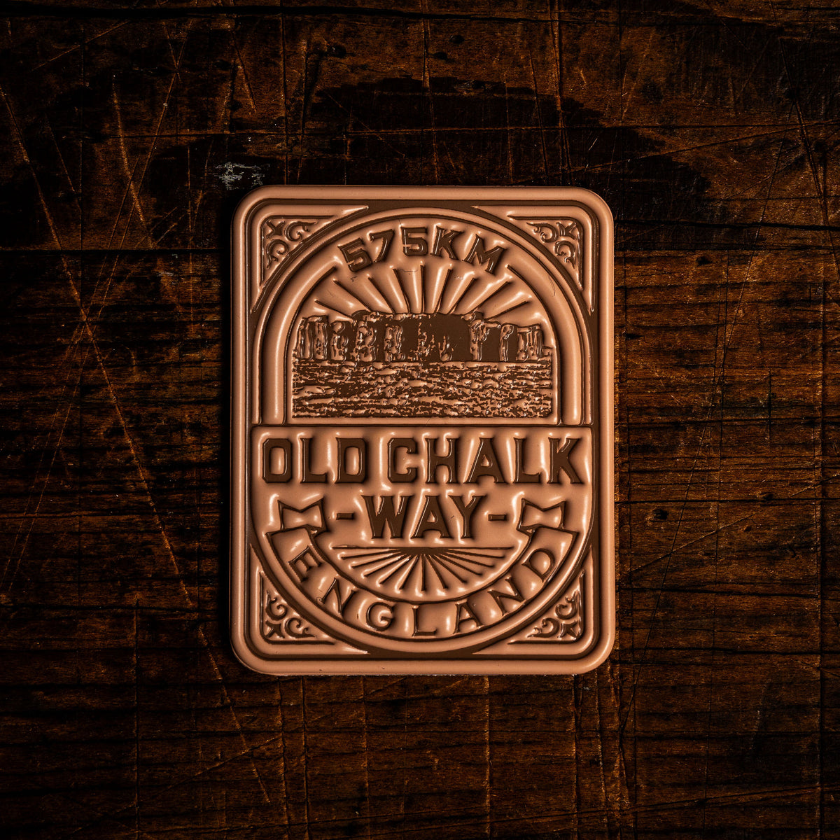 Old Chalk Way bikepacking retro woven patch - iconic southern England cycling route, velcro-backed patch