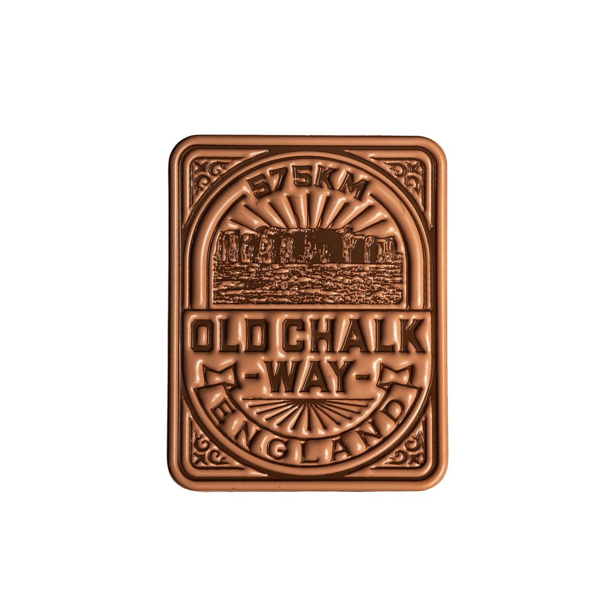 Old Chalk Way bikepacking patch lifestyle shot - retro woven cycling route patch on gear