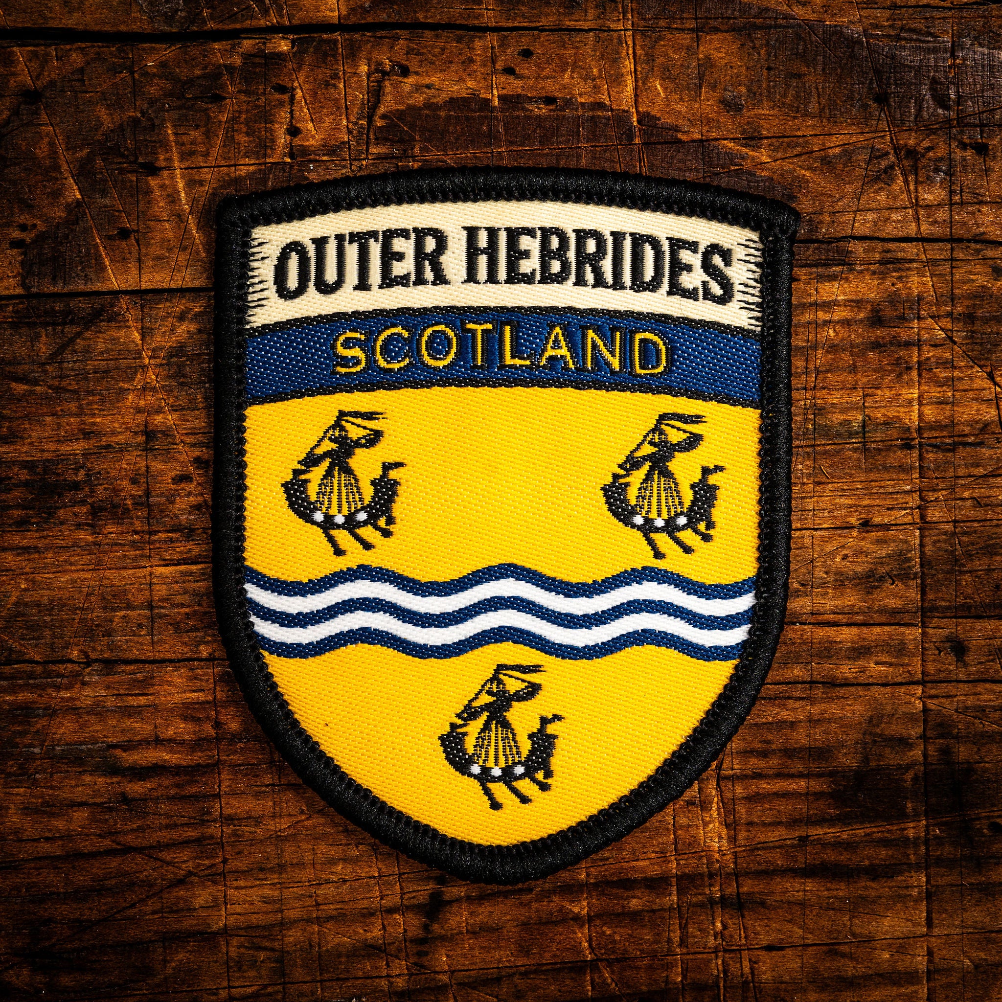 Outer Hebrides flag retro woven patch - national flag of the Outer Hebrides islands, Scotland, iron-on