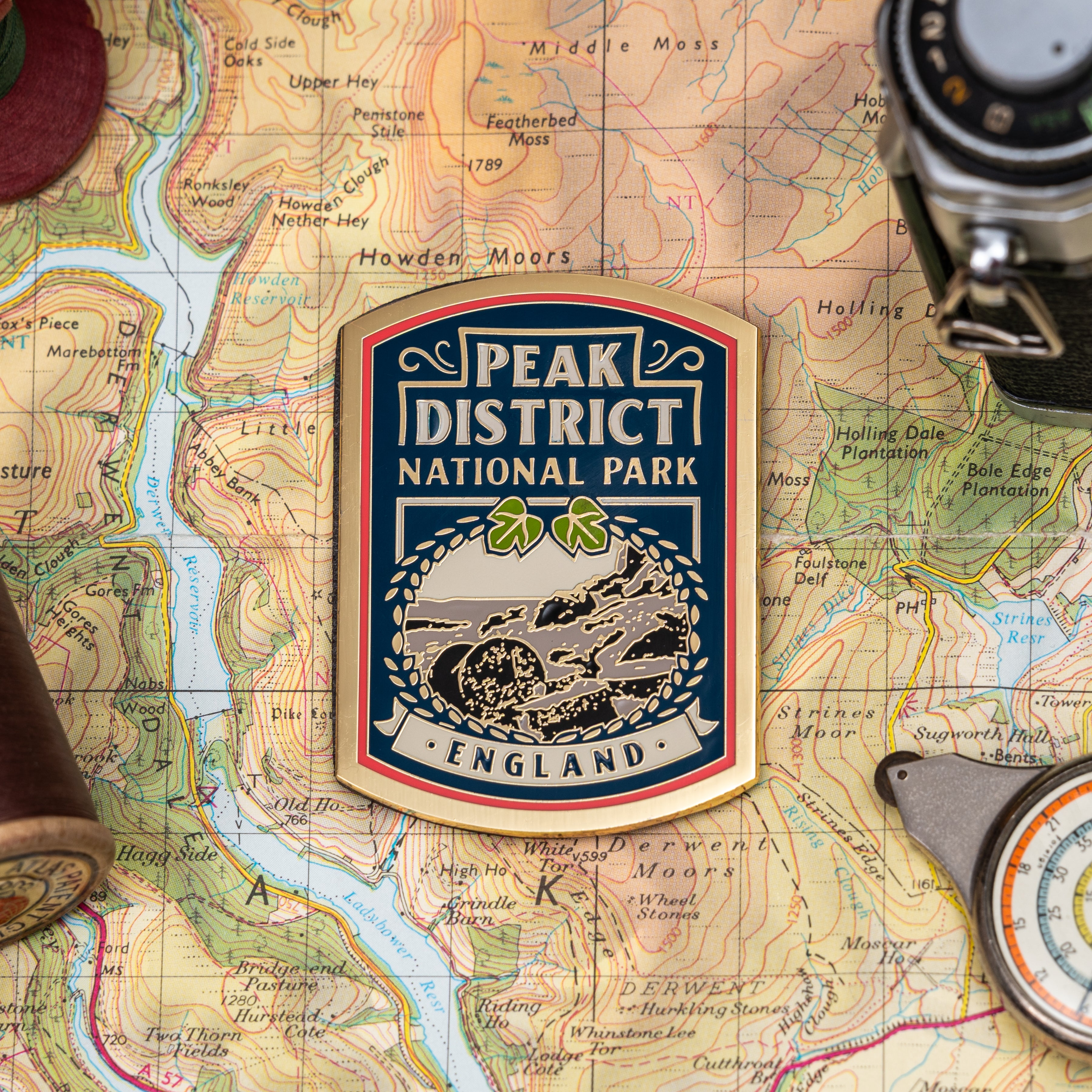 Peak District National Park hard enamel fridge magnet - pub sign design, magnetic backing