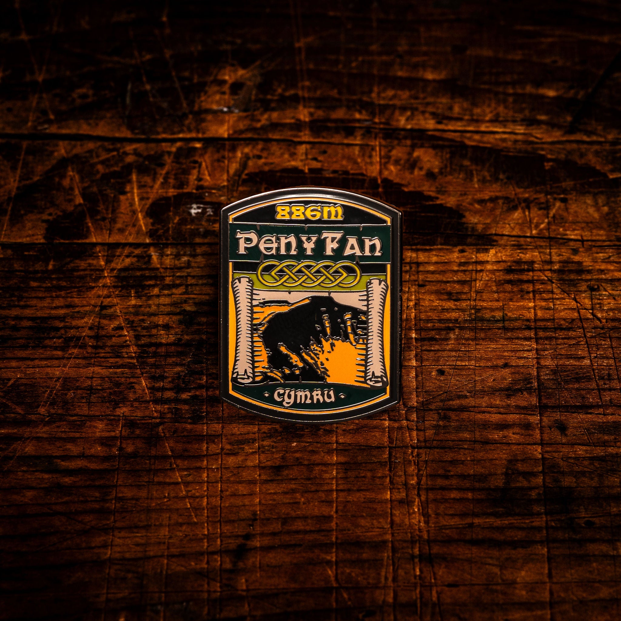 Pen Y Fan hard enamel pin - highest mountain in South Wales, Celtic design, butterfly clasp
