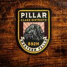 Pillar retro woven patch – Western Fells Wainwright, Lake District, iron-on backing, recycled yarn