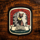 Pine Marten retro woven patch - elusive British mustelid, wildlife patch, iron-on backing, recycled yarn