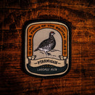 Ptarmigan retro woven patch - Scottish mountain grouse, camouflaged bird, wildlife patch, iron-on