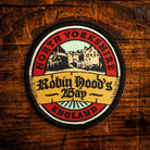 Robin Hood's Bay retro woven patch - famous North Yorkshire coastal village and end of Coast to Coast, iron-on