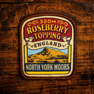 Roseberry Topping retro woven patch - distinctive North York Moors peak near Great Ayton, iron-on