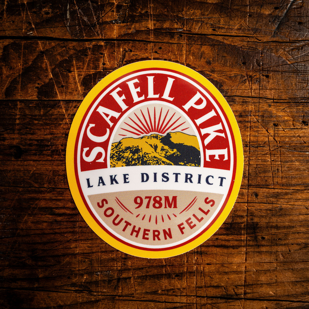 Scafell Pike waterproof vinyl sticker – 64mm x 71mm, UV resistant, dishwasher safe, Lake District sticker