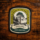 Scots Pine retro woven patch - iconic Scottish native tree, flora patch, iron-on backing, recycled yarn